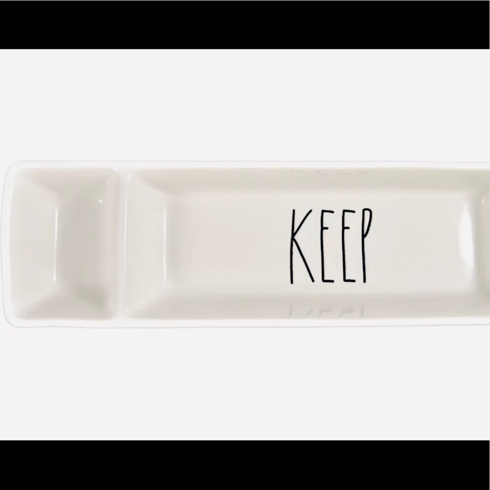 Rae Dunn KEEP Long Divided Dish Tray 2 sections